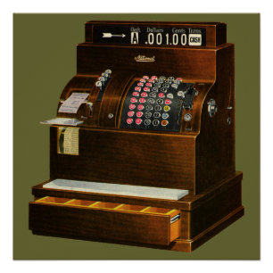 Vintage Retail Business, Antique Cash Register Poster
