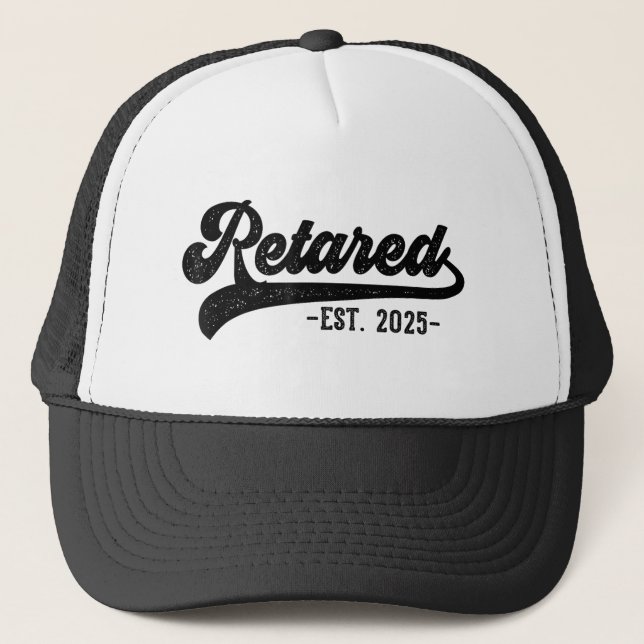 Vintage Retired 2025 Retirement Men Women  Trucker Hat (Front)