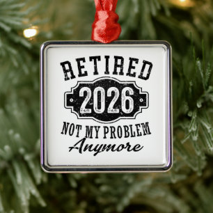 Vintage Retired 2026 Milestone Achievement Badge Metal Ornament