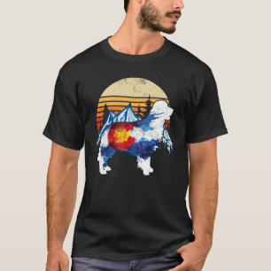 Vintage Retriever Dog Colorado Flag Sunset Retro T-Shirt