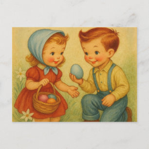 Vintage/retro 1950s Easter egg hunt Holiday Postcard