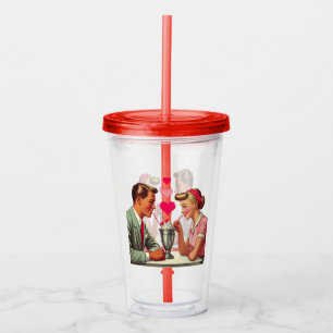 Vintage/retro 1950s malt shop Valentines Acrylic Tumbler