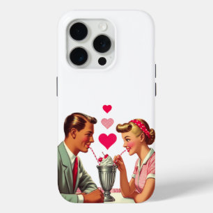 Vintage/retro 1950s malt shop Valentines iPhone 15 Pro Case