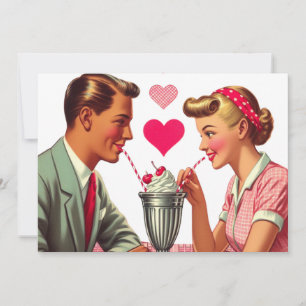 Vintage/retro 1950s malt shop Valentines Holiday Card