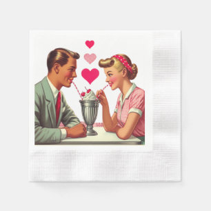 Vintage/retro 1950s malt shop Valentines Napkin