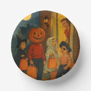 Vintage/retro 1950s trick or treating Halloween Paper Plate