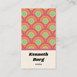 Vintage retro 1970 seventies pink aqua business ca business card
