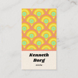 Vintage retro 1970 seventies pink aqua business card