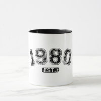 Vintage Retro 1980 Grunge Est. Established Graphic