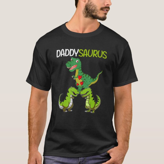 Vintage Retro 2 Kids Daddysaurus Dinosaur T-Shirt (Front)