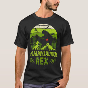 Vintage Retro 3 Kids Mommysaurus Dinosaur Family M T-Shirt