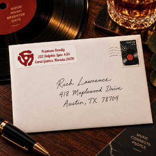 Vintage Retro 45 RPM Vinyl Record Adapter Label – Return Address Label