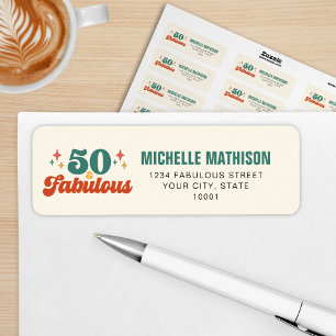 Vintage Retro 50 And Fabulous Birthday Return Address Label
