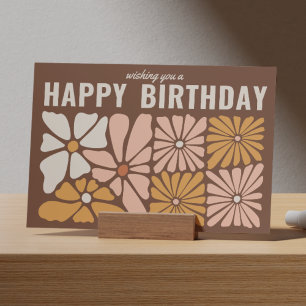 Vintage Retro 60s Floral Happy Birthday Card