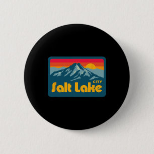 Vintage Retro 70s 80s Salt Lake City Utah Mountain 6 Cm Round Badge