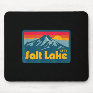 Vintage Retro 70s 80s Salt Lake City Utah Mountain Mouse Pad