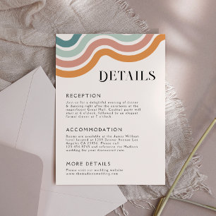 Vintage Retro 70's Rainbow Wedding Details Enclosure Card