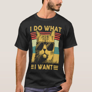 Vintage Retro 80s 90s Cat   I Do What I Want Cat T-Shirt