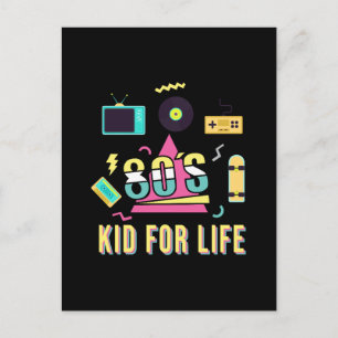 Vintage Retro 80's Kid For Life 1980s Cool Eightie Holiday Postcard
