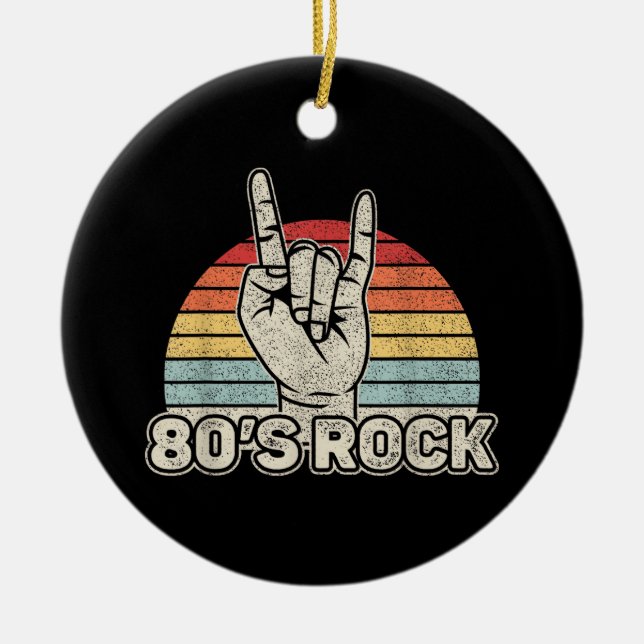 Vintage Retro 80's Rock Band Ceramic Ornament (Front)