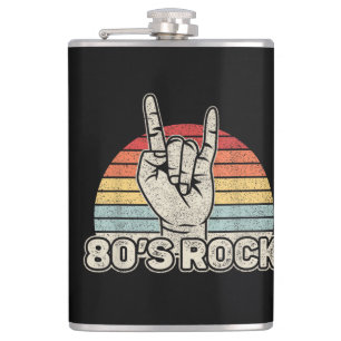 Vintage Retro 80's Rock Band Hip Flask