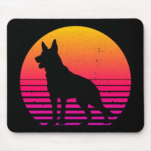 Vintage Retro 80's Style German Shepherd Mouse Pad (Front)