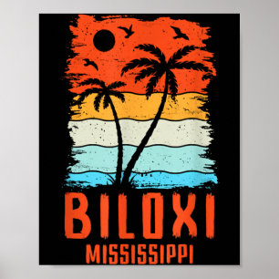 Vintage Retro 80s Summer Vibes Biloxi Beach Poster