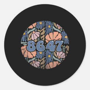 Vintage Retro 8647 Subtle Anti Trump 86 47 Floral  Classic Round Sticker