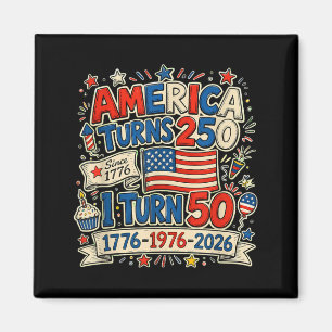 Vintage Retro Aamerica Turns 250 Turn 50 1976 50th Magnet