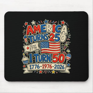 Vintage Retro Aamerica Turns 250 Turn 50 1976 50th Mouse Pad