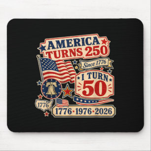 Vintage Retro Aamerica Turns 250 Turn 50 1976 50th Mouse Pad