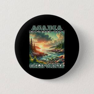 Vintage Retro Acadia National Camping Vacation Nat 6 Cm Round Badge