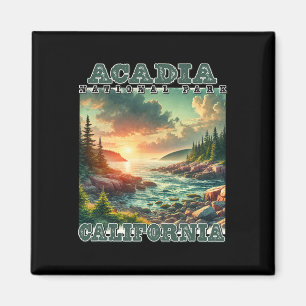 Vintage Retro Acadia National Camping Vacation Nat Magnet