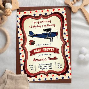 Vintage Retro Aeroplane Baby Shower Invitation