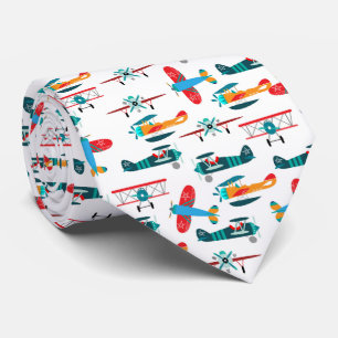 vintage retro aeroplane pattern tie