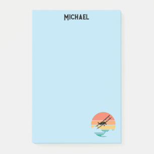 Vintage Retro Aeroplane& Sunset, Custom Name,Simpl Post-it Notes