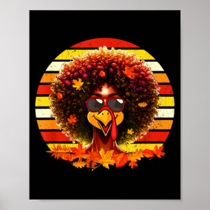 Vintage Retro Afro Woman Turkey Thanksgiving Proud Poster