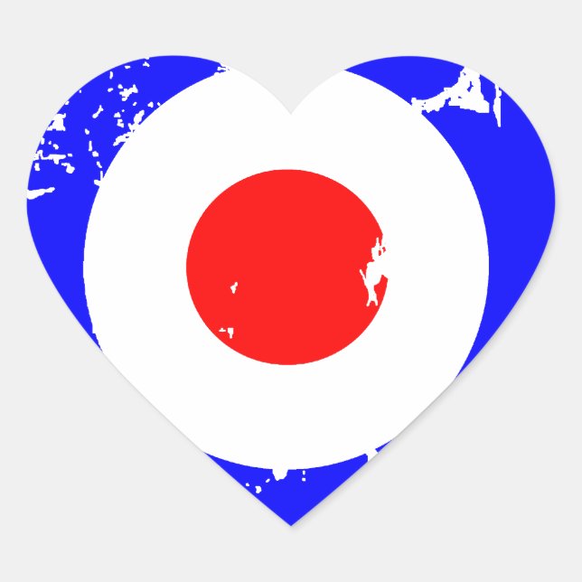 Vintage Retro Aged Mod Target Heart sticker (Front)