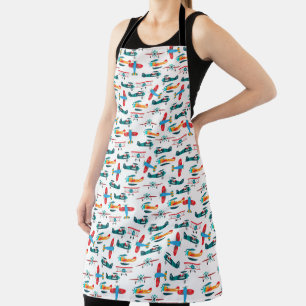vintage retro airplane pattern apron