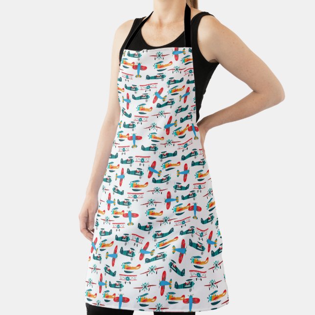 vintage retro airplane pattern apron (Insitu)