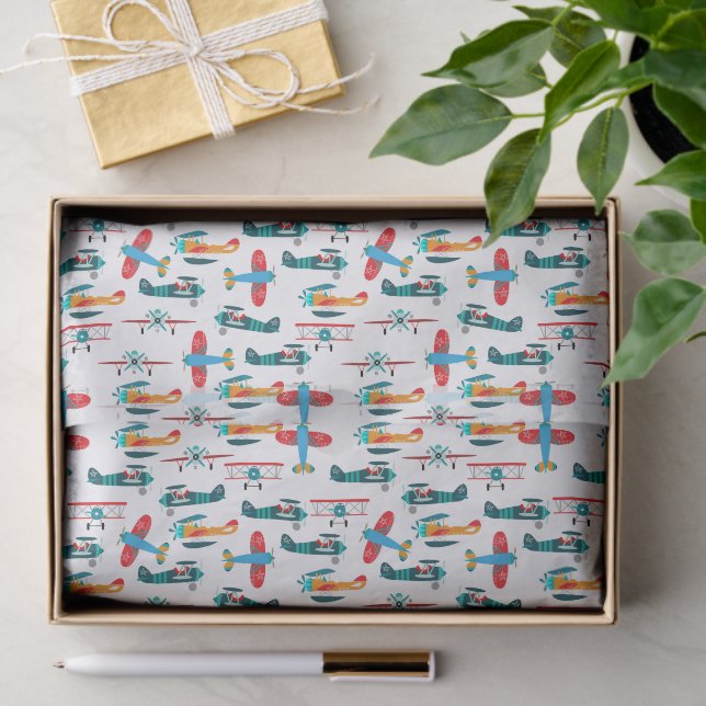 vintage retro airplane pattern tissue paper (Gift)