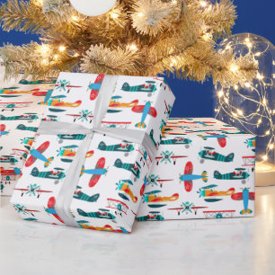 vintage retro airplane pattern wrapping paper