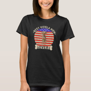 Vintage Retro American Flag Best Vizsla Dog Mum T-Shirt
