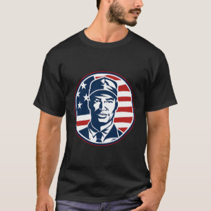 Vintage Retro American Flag Design 4Th Of July Bus T-Shirt