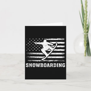 Vintage Retro American Flag Snowboarding 4th Of Ju Card