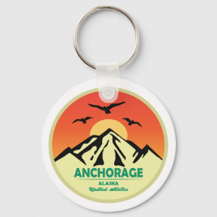 Vintage Retro Anchorage Alaska Key Ring
