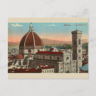 Vintage Retro Art Florence Italy Italia Cathedral Postcard