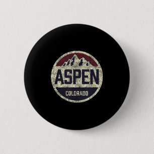 Vintage Retro Aspen Colorado Mountain Circle Skiin 6 Cm Round Badge