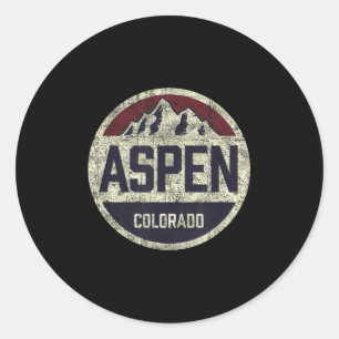 Vintage Retro Aspen Colorado Mountain Circle Skiin Classic Round Sticker
