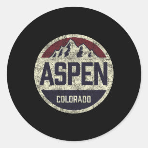 Vintage Retro Aspen Colorado Mountain Circle Skiin Classic Round Sticker